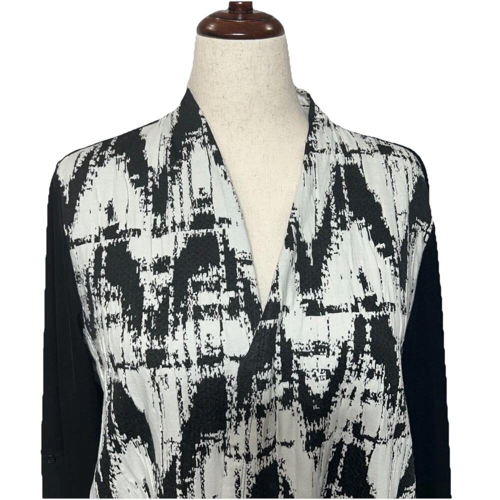 Alfred Dunner‎ Jacket Womens 2X Black White Textured Open Front Career Blazer